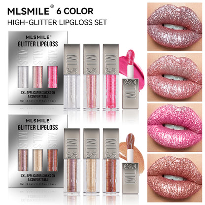 MLSMILE High Glitter Lip Gloss Set in 6 Colors