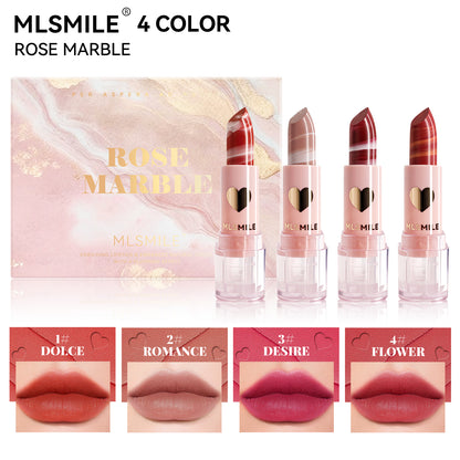 MLSMILE 4-Color Rose Marble Lipstick Set