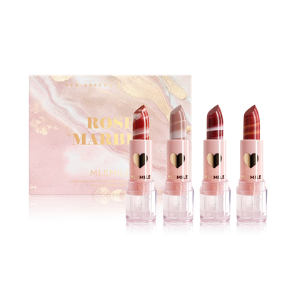 MLSMILE 4-Color Rose Marble Lipstick Set