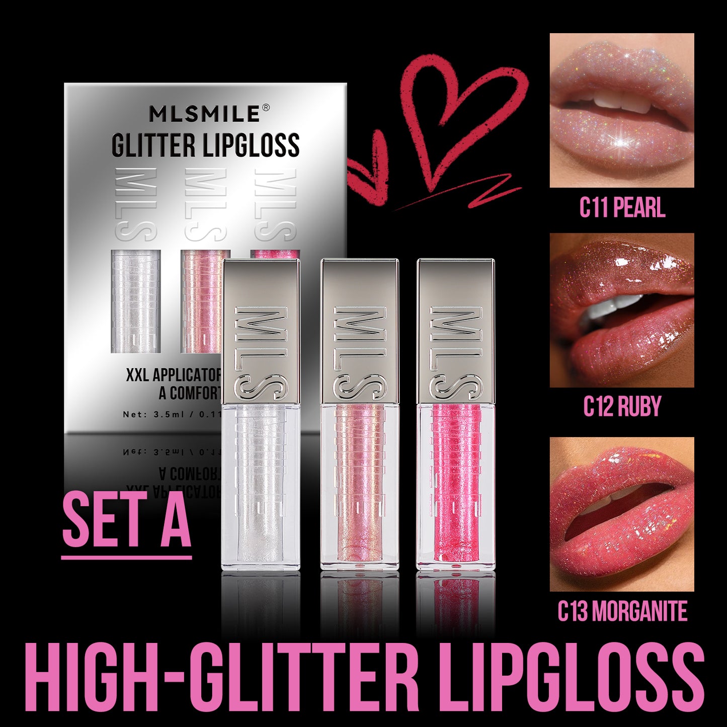 MLSMILE High Glitter Lip Gloss Set in 6 Colors